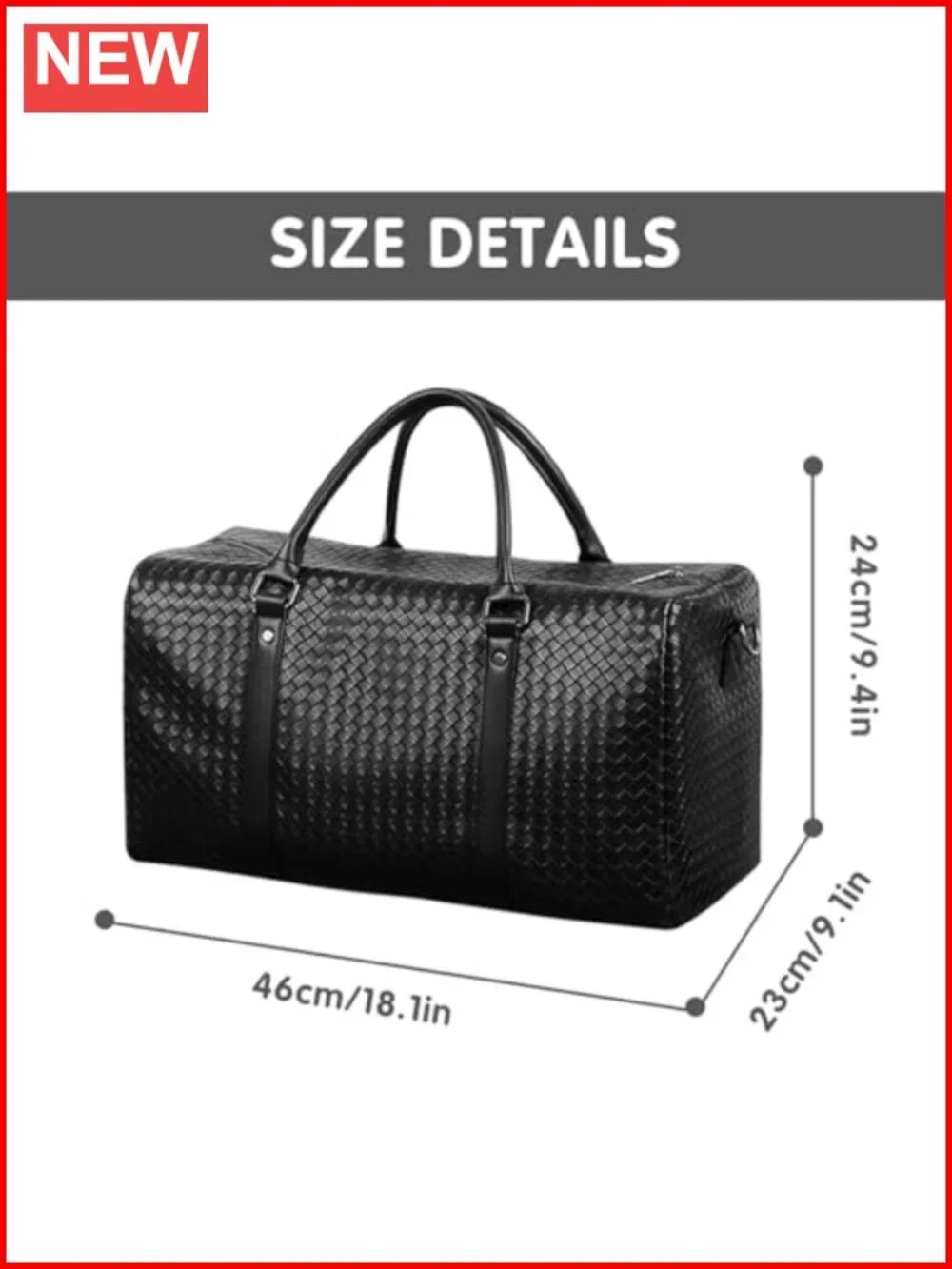 Pu Leather Water Resistant Travel Duffle Bag Weekender Overnight Carry On